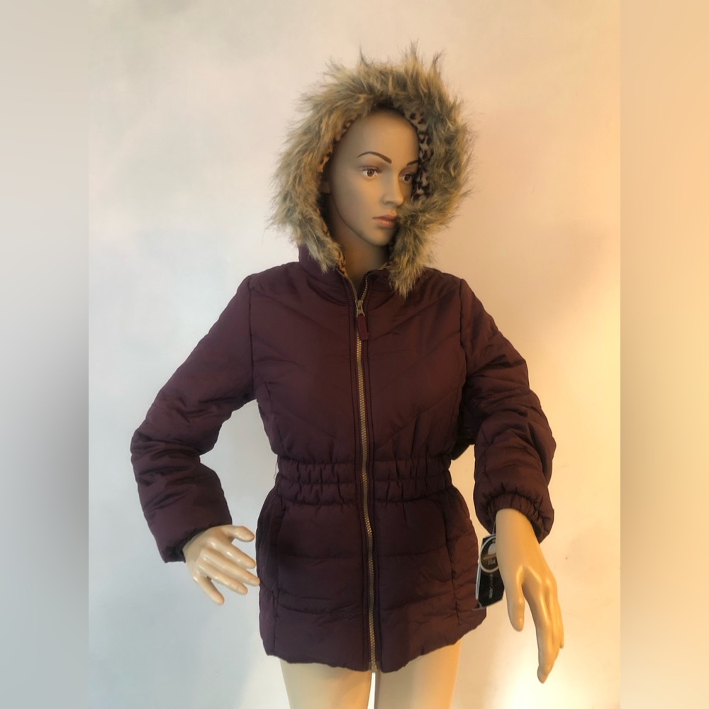 Girls weathertamer puffer jacket burgundy